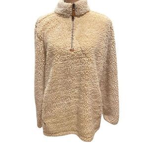Simply Southern Women's Sherpa Pullover Jacket Cream Size M Casual Winter